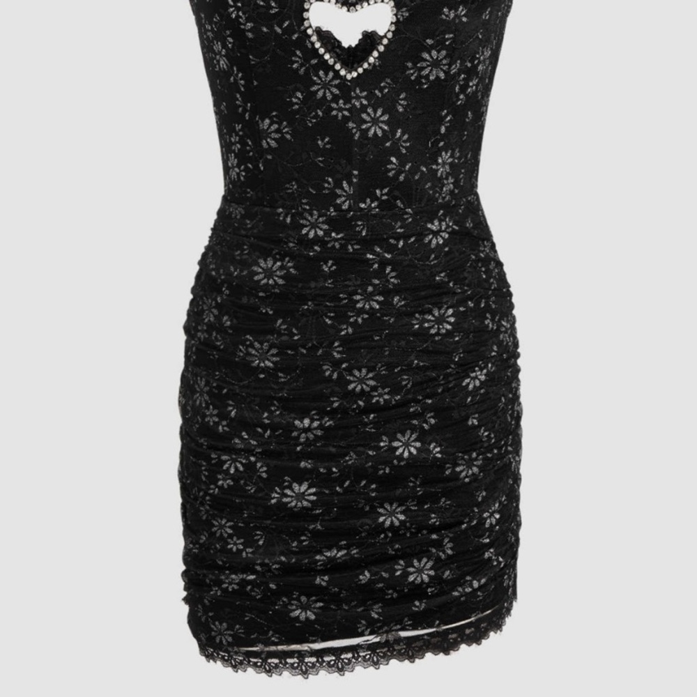 Sabrina Carpenter dress- Cider Black Floral Lace Dress